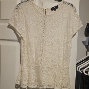 Women's Lace Peplum Top - Cream